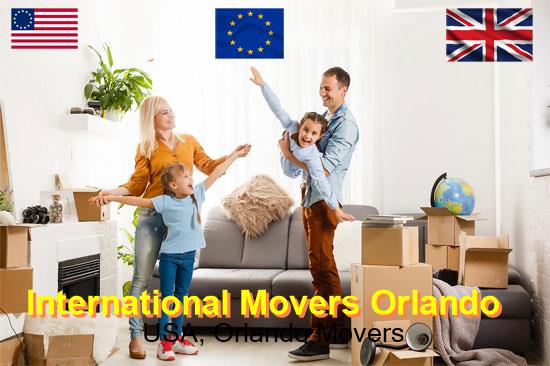International movers preparing a shipment for Orlando
