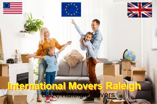 International movers preparing a shipment for Raleigh