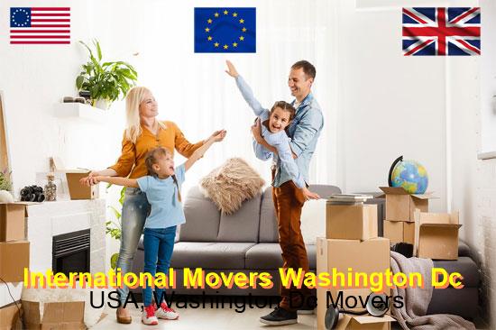 International movers preparing a shipment for Washington DC