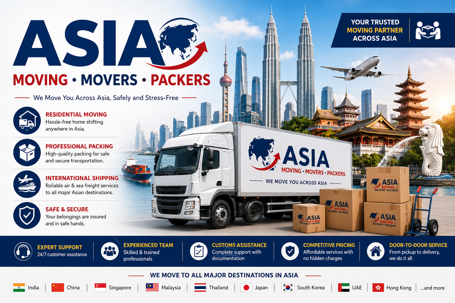 Movers and packers wrapping furniture for Asia international removals from the UK