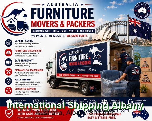 Container shipping route from the UK to Fremantle then south to Albany