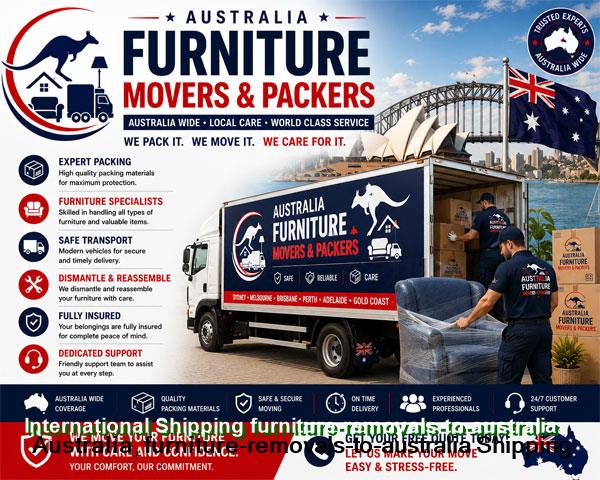 Furniture loaded in a container bound for Australia