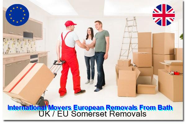 International movers preparing export paperwork for a European move from Bath
