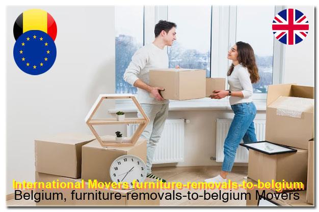 Furniture inventory list prepared for Belgian SPF Finances customs relief on arrival from the UK