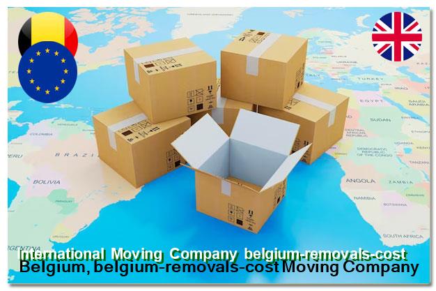 Moving crew packing a home for international removal to Belgium assessing volume and access