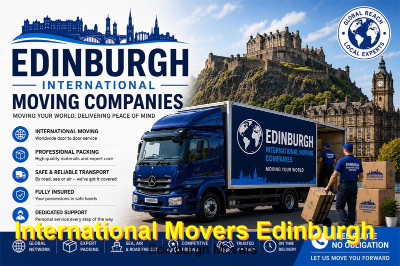 Overseas movers loading household goods for international removal from Edinburgh