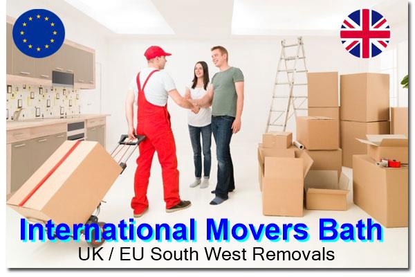 Loading furniture for international removals from Bath