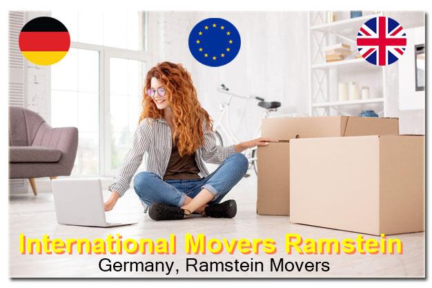 Movers preparing goods for UK to Ramstein removals