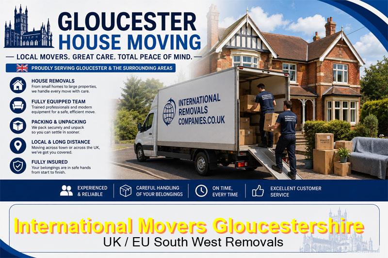 International movers and packers preparing shipping documents in Stonehouse