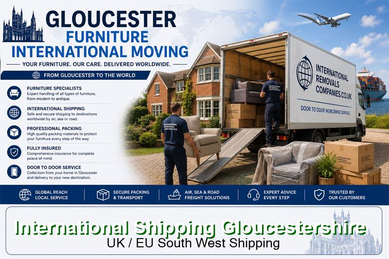 Container shipping documents prepared for an overseas move from Lydney