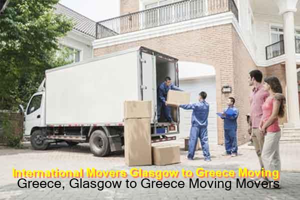 International movers loading a container bound for Greece