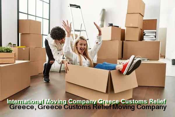 Household goods being checked against a customs inventory on arrival in Greece