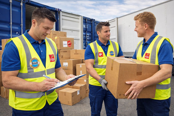 BAR and FIDI certified international removals team preparing a shipment