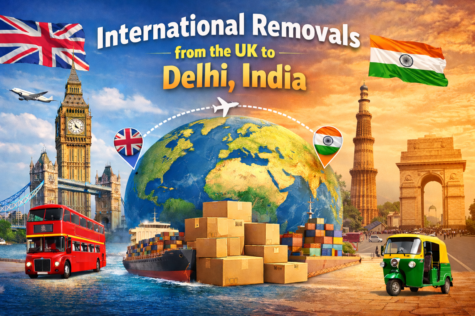 Delhi international removals inland transport from Mumbai or Chennai port