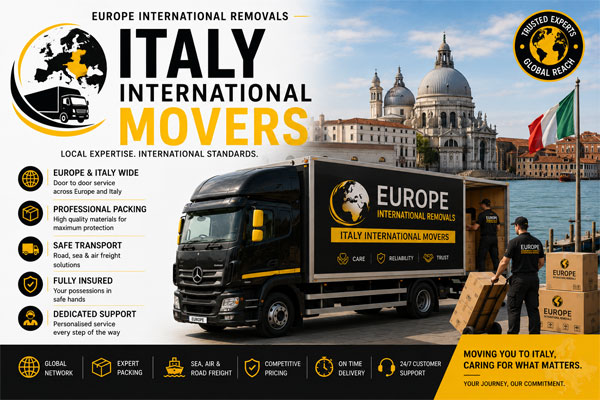Professional international removal companies Italy preparing shipment