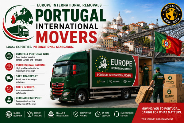 Professional international removal companies Portugal preparing shipment