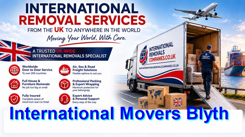 International movers crating a large item at a Blyth property