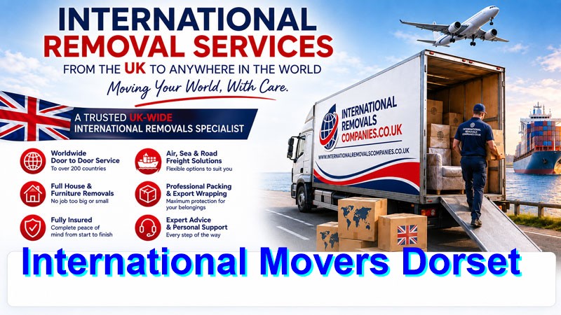 International movers loading a container for shipping out of Dorset