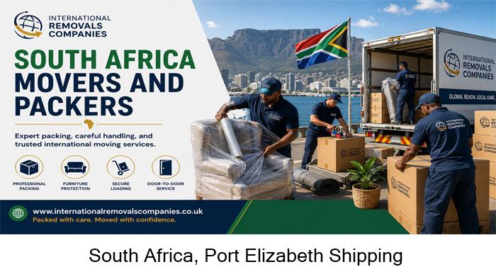 Moving company vehicle in a Walmer street, Port Elizabeth