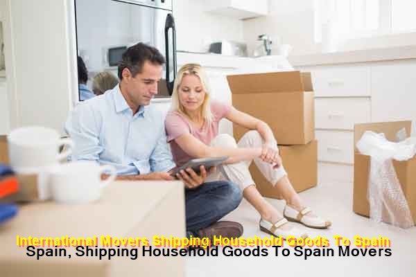 Packed boxes and household items being prepared for Spain shipping