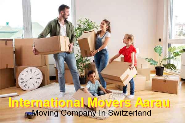 Professional movers loading international shipment for Aarau removals