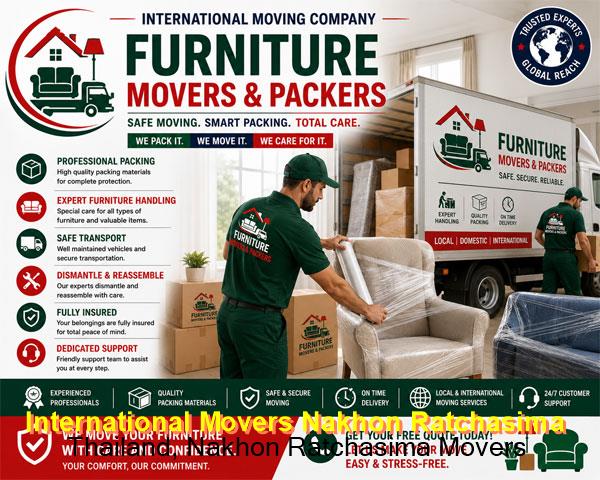 Moving company crew handling a household relocation in Nakhon Ratchasima