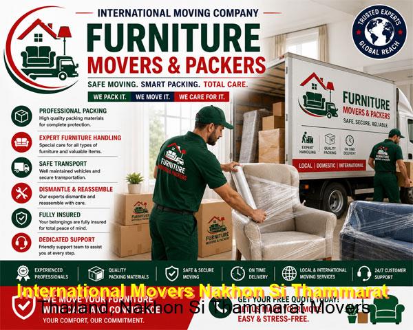 Moving company crew handling a household relocation in Nakhon Si Thammarat
